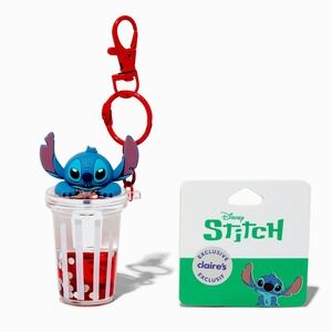 Disney‎ Stitch Foodie Water-Filled Keychain Stitch on Cup Red Silver Accents